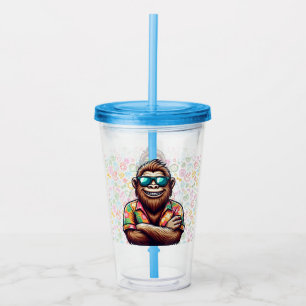 Tropical/beach yeti/bigfoot  acrylic tumbler