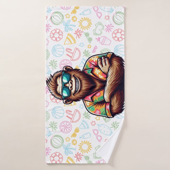 Tropical/beach yeti/bigfoot  bath towel (Bath Towel)