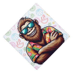 Tropical/beach yeti/bigfoot graduation cap topper