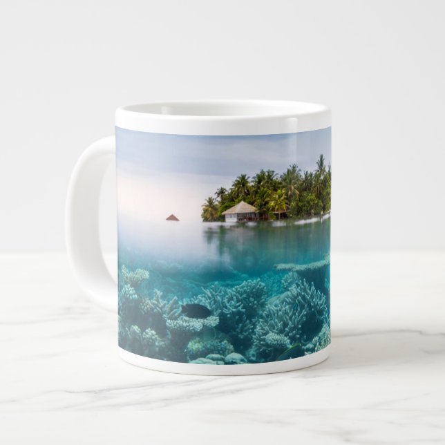 Tropical Beaches | Ari Atoll Maldives Large Coffee Mug (Front Left)