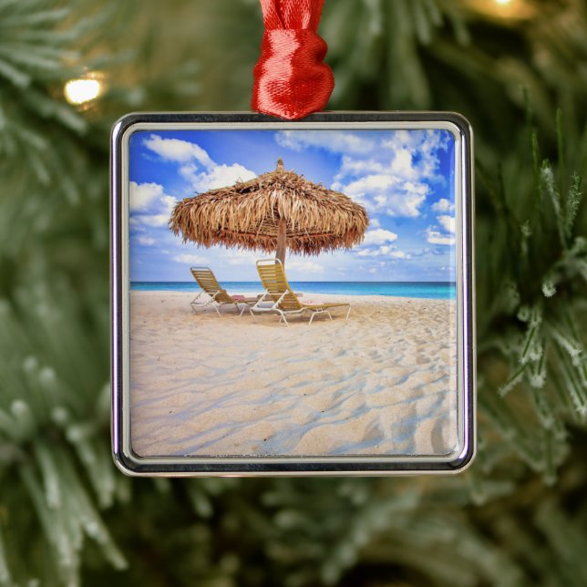 Tropical Beaches | Aruba Sandy Beach Metal Ornament (Tree)
