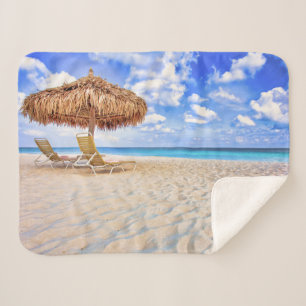 Tropical Beaches Aruba Sandy Beach Sherpa Blanket