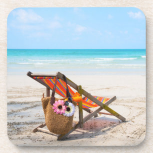Tropical Beaches Beach Chair on Sand Coaster