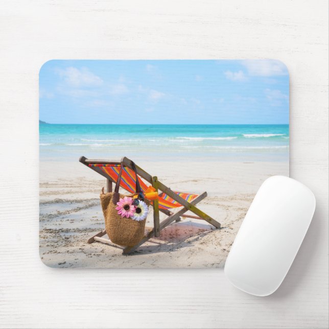 Tropical Beaches | Beach Chair on Sand Mouse Pad (With Mouse)