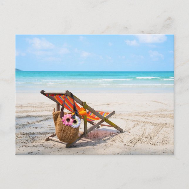 Tropical Beaches | Beach Chair on Sand Postcard (Front)