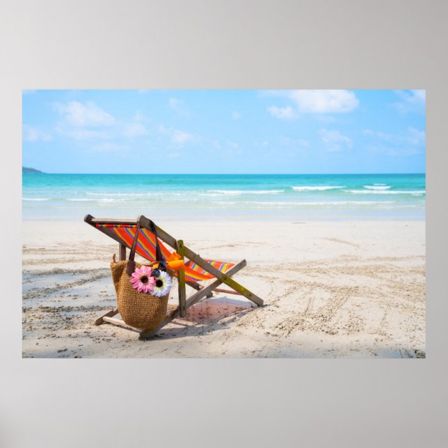 Tropical Beaches | Beach Chair on Sand Poster (Front)