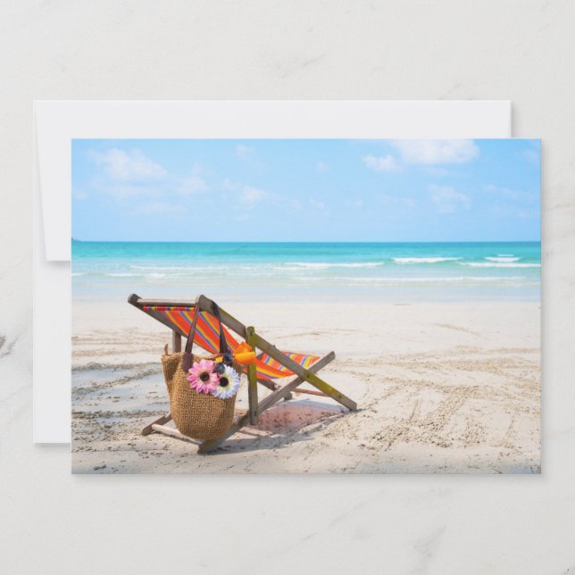 Tropical Beaches | Beach Chair on Sand Thank You Card (Front)