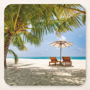 Tropical Beaches Beach Dominican Republic Square Paper Coaster