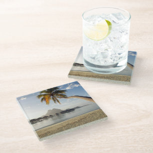 Tropical Beaches Beach Huts, Bora Bora Glass Coaster