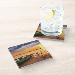 Tropical Beaches Boracay's White Beach Glass Coaster