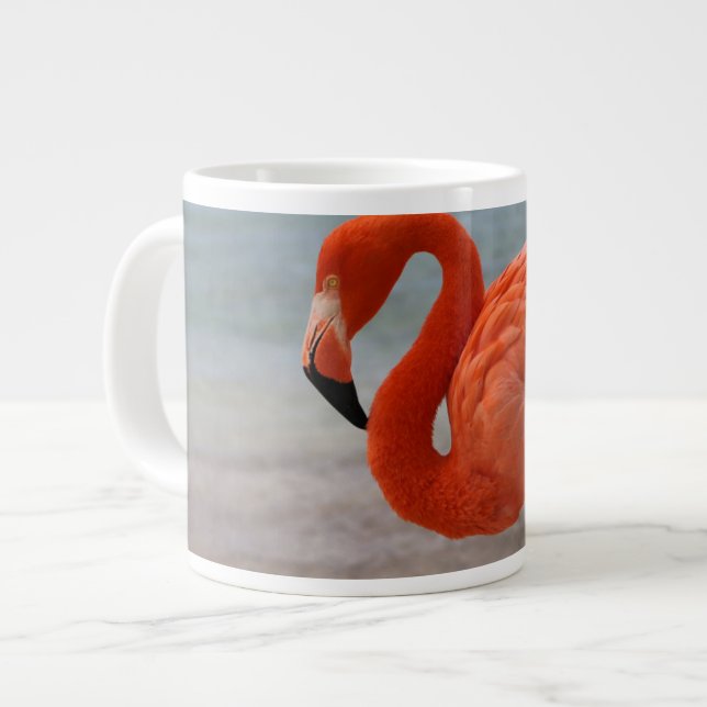 Tropical Beaches | Caribbean Flamingo, Aruba Large Coffee Mug (Front Left)