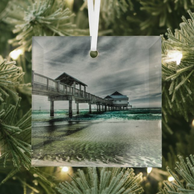 Tropical Beaches | Clearwater Florida Glass Ornament (Insitu)