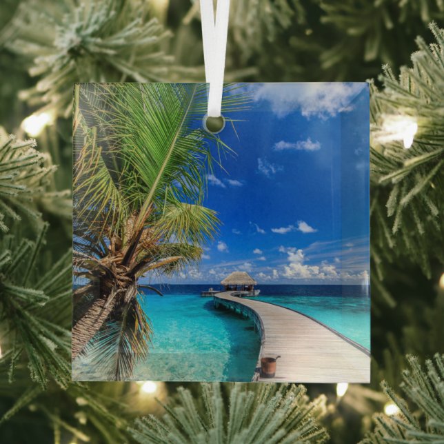 Tropical Beaches | Dusit Thani Maldives Glass Ornament (Insitu)