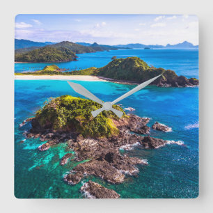 Tropical Beaches   El Nido Phillipines Square Wall Clock