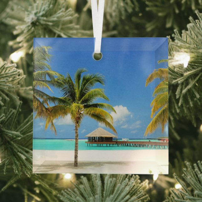 Tropical Beaches | Island & Lagoon, Maldives Glass Ornament (Insitu)