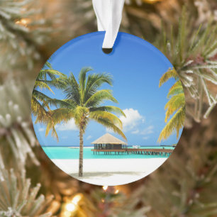 Tropical Beaches   Island & Lagoon, Maldives Ornament