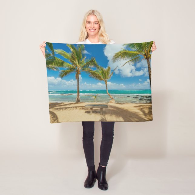 Tropical Beaches | Kuau Cove Beach, Maui Hawaii Fleece Blanket (In Situ)
