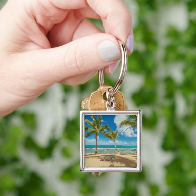 Tropical Beaches | Kuau Cove Beach, Maui Hawaii Keychain (Hand)