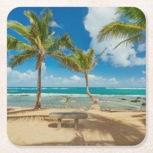 Tropical Beaches   Kuau Cove Beach, Maui Hawaii Square Paper Coaster
