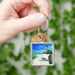 Tropical Beaches La Digue Island Keychain