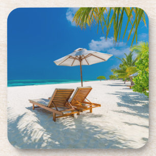 Tropical Beaches   Lounge Chairs Beach, Bora Bora Coaster