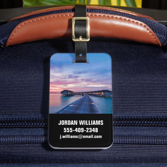 Tropical Beaches | Maldives Bungalows Luggage Tag (Front Insitu 2)