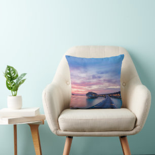 Tropical Beaches   Maldives Bungalows Throw Pillow