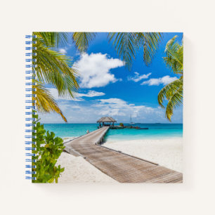 Tropical Beaches   Maldives Island Wooden Jetty Notebook
