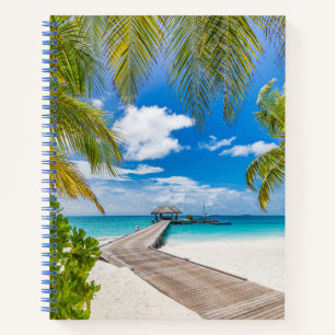 Tropical Beaches   Maldives Island Wooden Jetty Notebook