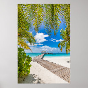 Tropical Beaches   Maldives Island Wooden Jetty Poster