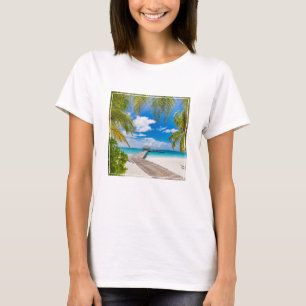 Tropical Beaches Maldives Island Wooden Jetty T-Shirt