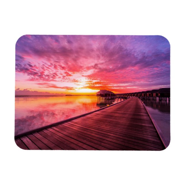 Tropical Beaches |  Maldives Sunset Magnet (Horizontal)