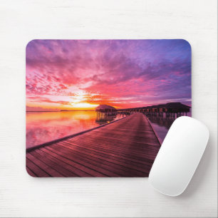 Tropical Beaches Maldives Sunset Mouse Pad