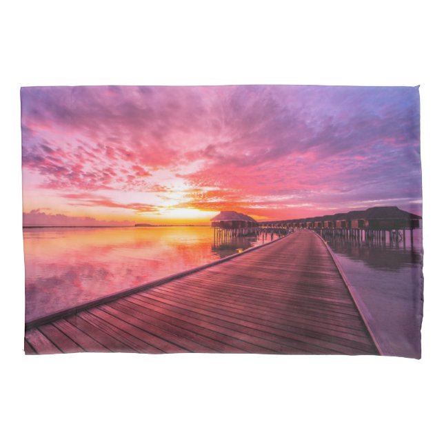 Tropical Beaches |  Maldives Sunset Pillowcase (Front)