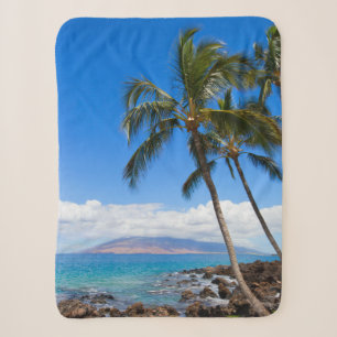 Tropical Beaches Maui Hawaii Island Sherpa Blanket