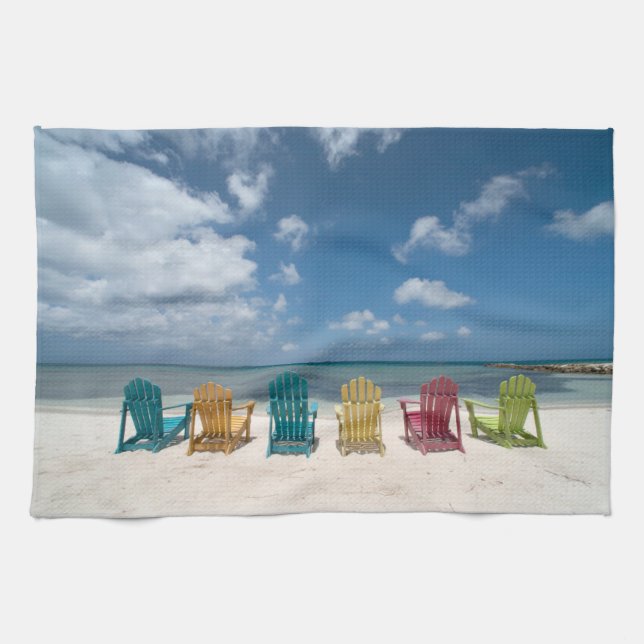Tropical Beaches | Palm Beach, Aruba Kitchen Towel (Horizontal)