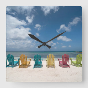 Tropical Beaches Palm Beach, Aruba Square Wall Clock