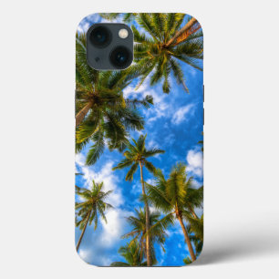 Tropical Beaches   Palm Trees on Blue Sky iPhone 13 Case
