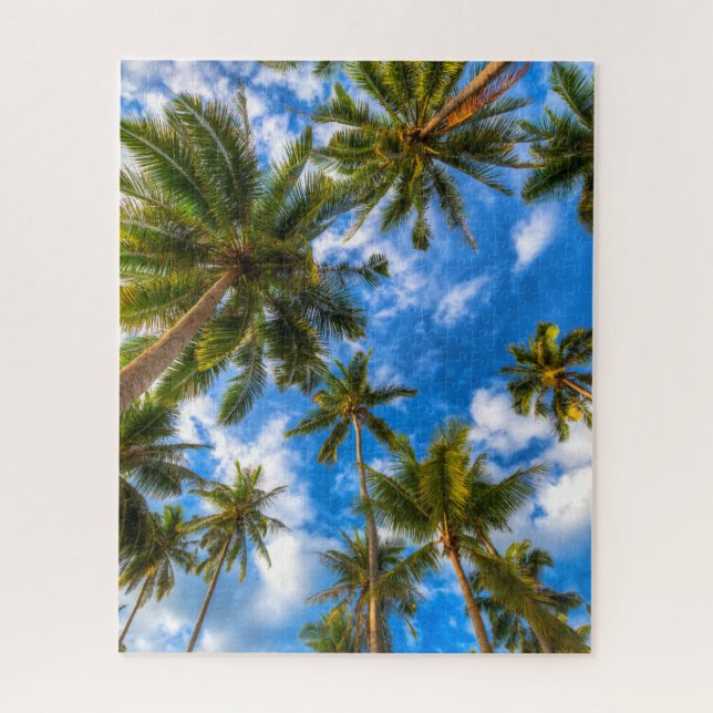Tropical Beaches | Palm Trees on Blue Sky Jigsaw Puzzle (Vertical)