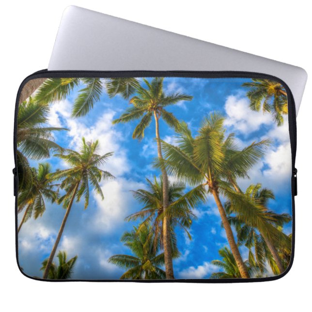 Tropical Beaches | Palm Trees on Blue Sky Laptop Sleeve (Front)