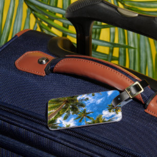 Tropical Beaches   Palm Trees on Blue Sky Luggage Tag