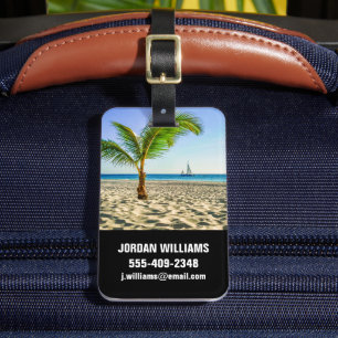 Tropical Beaches Sailboat, Palm Tree, Aruba Luggage Tag