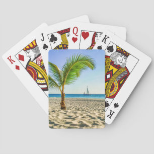 Tropical Beaches   Sailboat, Palm Tree, Aruba Playing Cards