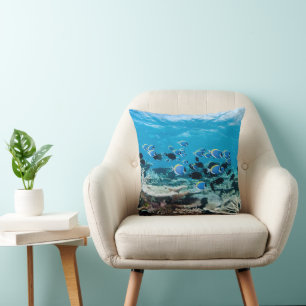 Tropical Beaches   Sturgeon Amongst Coral Throw Pillow