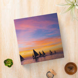 Tropical Beaches Sunset Sailboats, Phillipines Binder