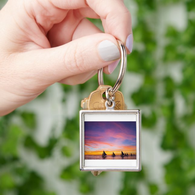 Tropical Beaches | Sunset Sailboats, Phillipines Keychain (Hand)