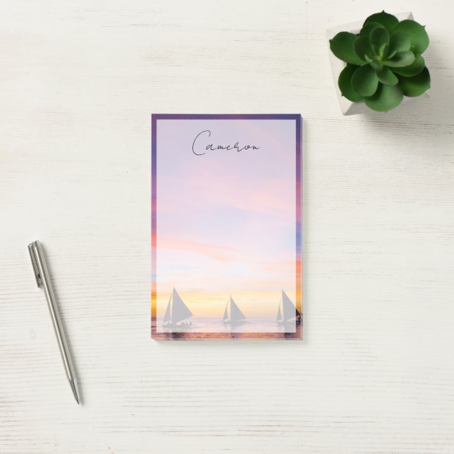 Tropical Beaches | Sunset Sailboats, Phillipines Post-it Notes (Office)