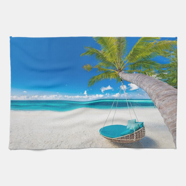 Tropical Beaches | Tropical Landscape Beach Swing Kitchen Towel (Horizontal)