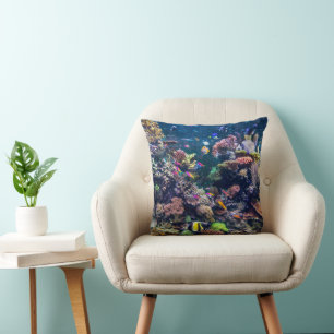 Tropical Beaches   Underwater Coral Reef Throw Pillow