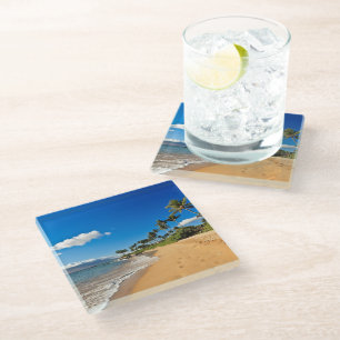 Tropical Beaches Wailea, Maui, Hawaii Glass Coaster